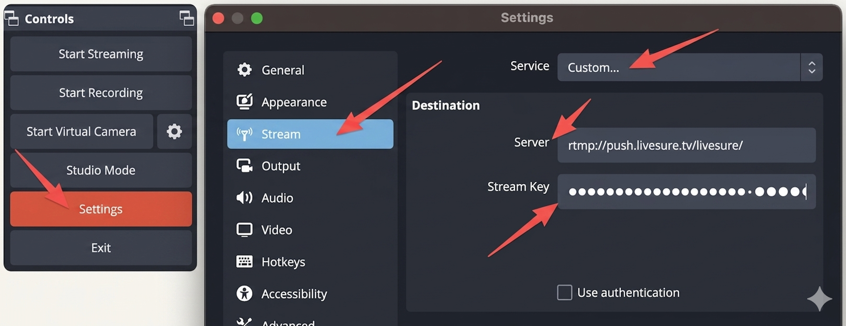 OBS Stream Settings